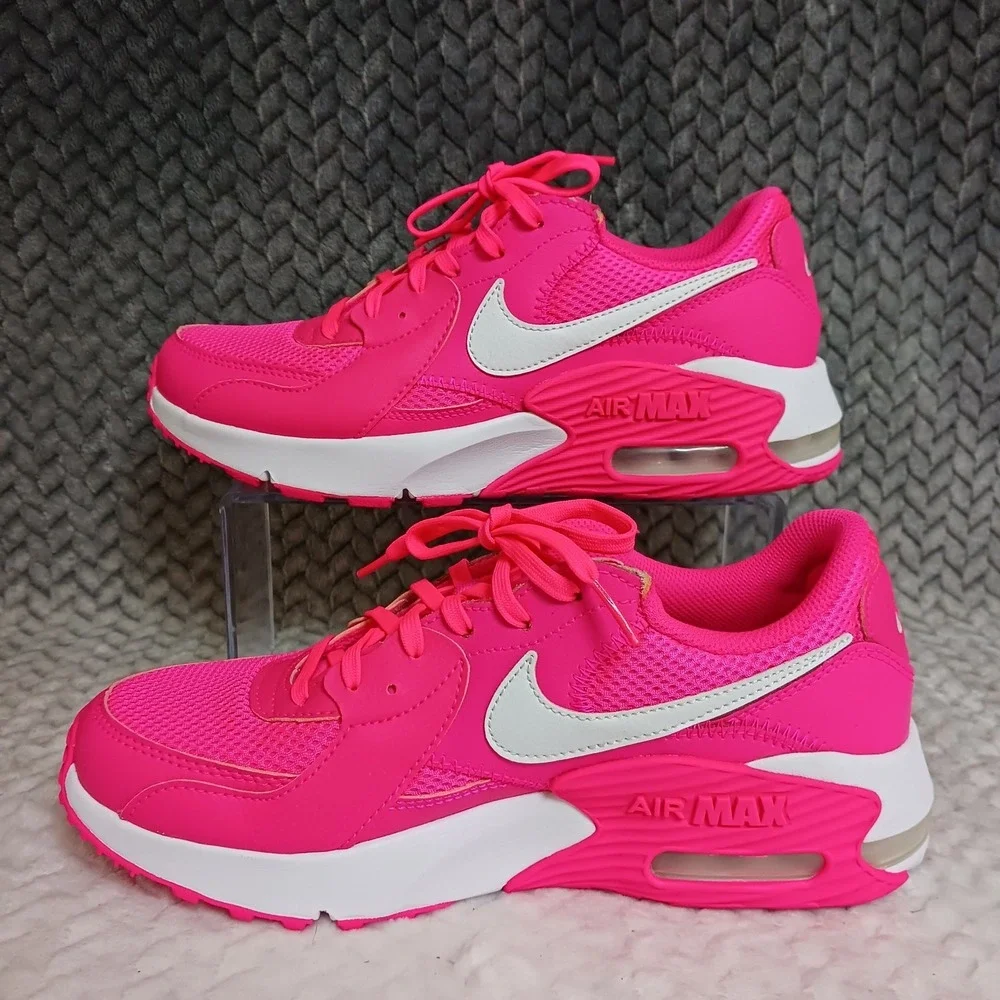 Nike Air Max Women’s Athletic Sneakers in Bright Pink with White Swoosh